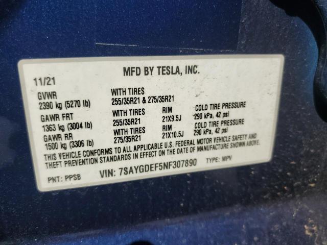 Photo 11 VIN: 7SAYGDEF5NF307890 - TESLA MODEL Y 