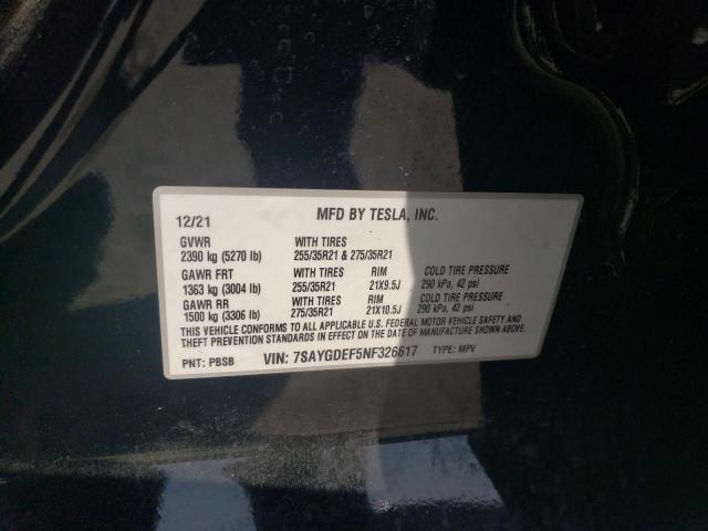 Photo 11 VIN: 7SAYGDEF5NF326617 - TESLA MODEL Y 