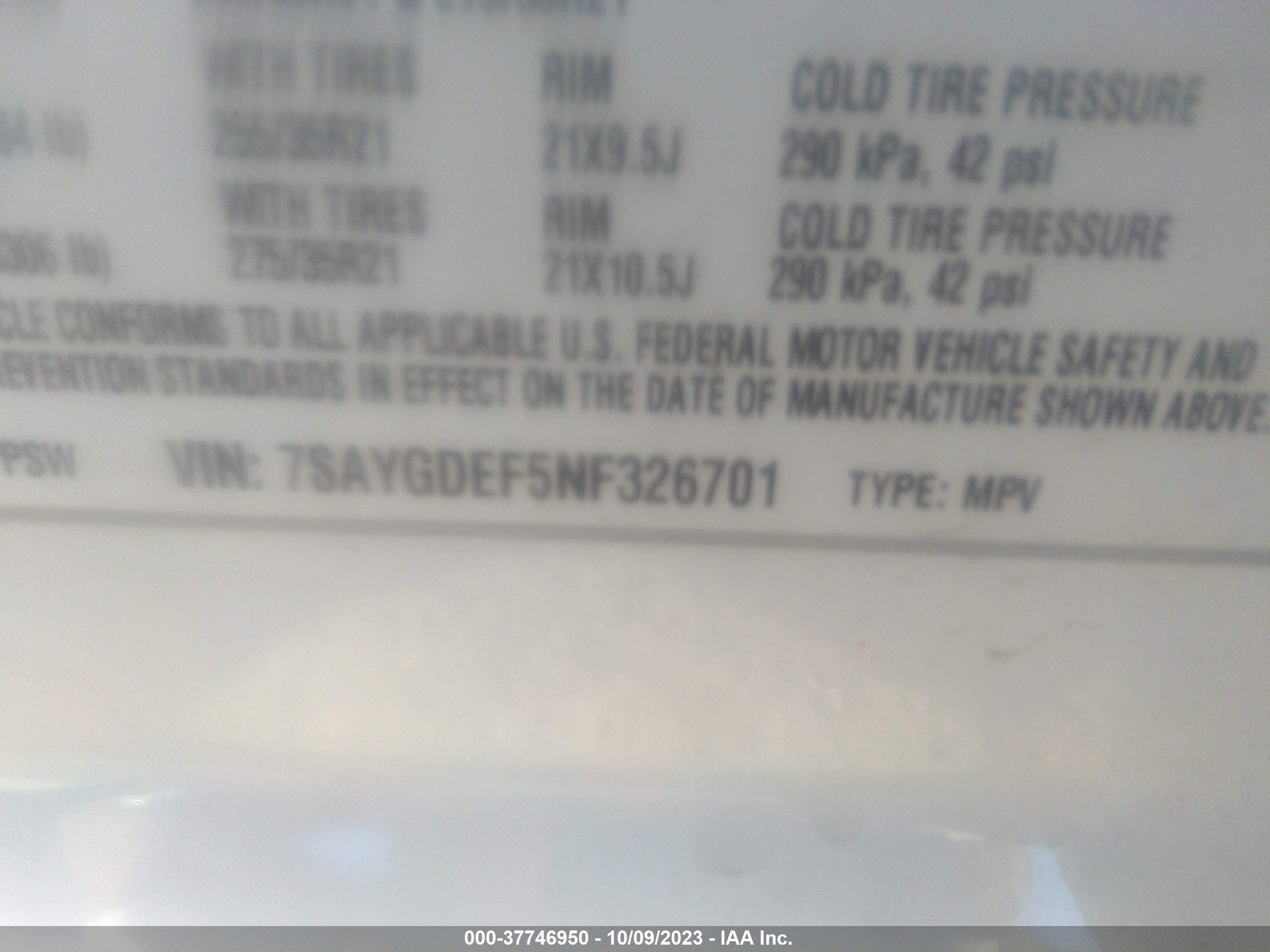 Photo 8 VIN: 7SAYGDEF5NF326701 - TESLA MODEL Y 