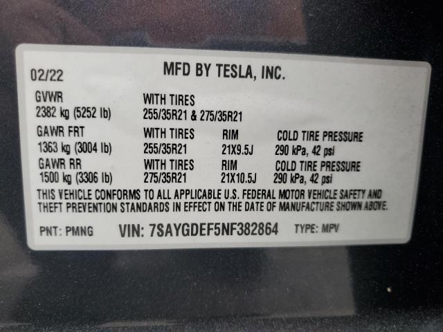 Photo 12 VIN: 7SAYGDEF5NF382864 - TESLA MODEL Y 