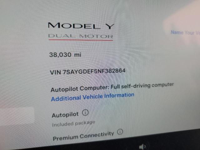 Photo 8 VIN: 7SAYGDEF5NF382864 - TESLA MODEL Y 