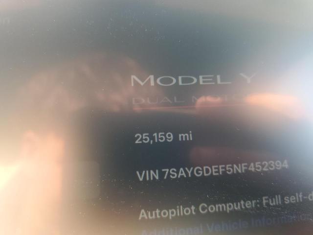 Photo 8 VIN: 7SAYGDEF5NF452394 - TESLA MODEL Y 