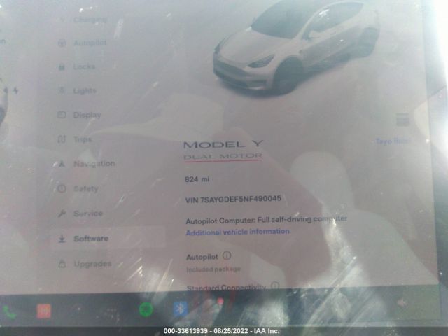 Photo 6 VIN: 7SAYGDEF5NF490045 - TESLA MODEL Y 