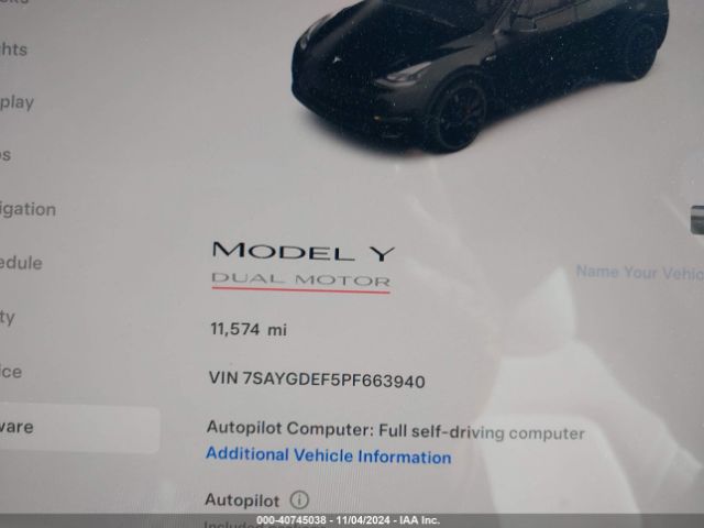 Photo 6 VIN: 7SAYGDEF5PF663940 - TESLA MODEL Y 