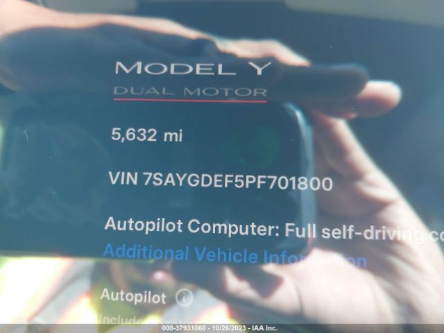 Photo 8 VIN: 7SAYGDEF5PF701800 - TESLA MODEL Y 