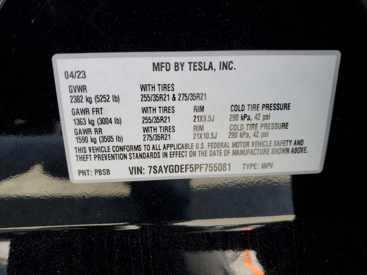 Photo 12 VIN: 7SAYGDEF5PF755081 - TESLA MODEL Y 