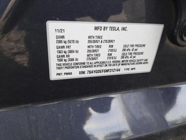 Photo 12 VIN: 7SAYGDEF6NF312144 - TESLA MODEL Y 