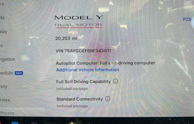 Photo 7 VIN: 7SAYGDEF6NF343071 - TESLA MODEL Y 