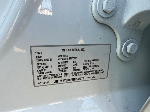 Photo 9 VIN: 7SAYGDEF6NF343071 - TESLA MODEL Y 