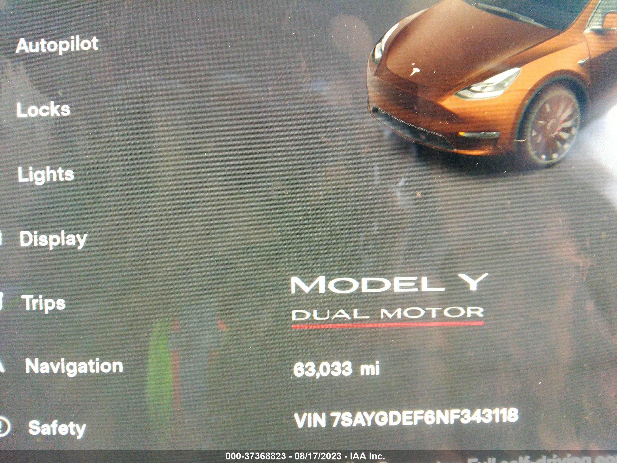 Photo 6 VIN: 7SAYGDEF6NF343118 - TESLA MODEL Y 