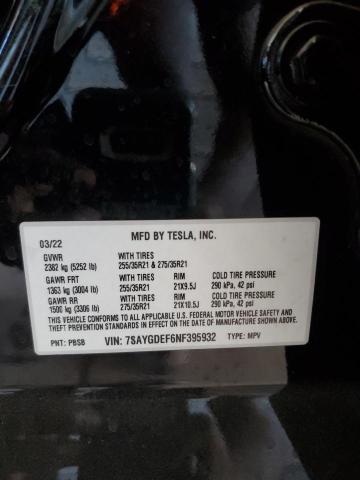 Photo 12 VIN: 7SAYGDEF6NF395932 - TESLA MODEL Y 