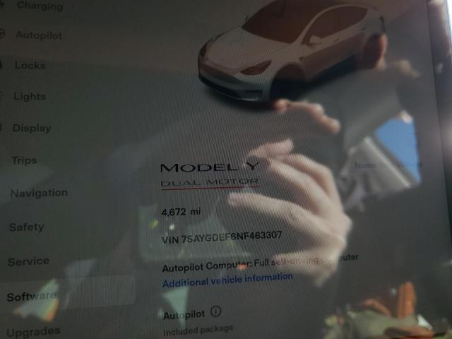 Photo 8 VIN: 7SAYGDEF6NF463307 - TESLA MODEL Y 