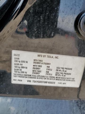 Photo 12 VIN: 7SAYGDEF6NF465820 - TESLA MODEL Y 