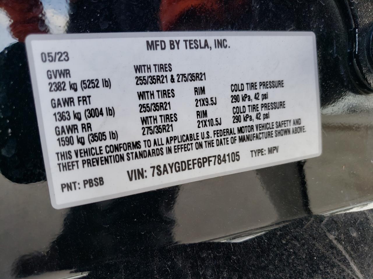 Photo 13 VIN: 7SAYGDEF6PF784105 - TESLA MODEL Y 