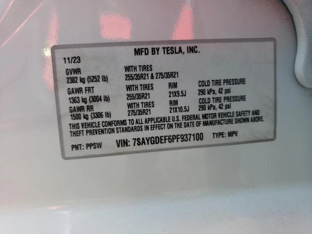 Photo 12 VIN: 7SAYGDEF6PF937100 - TESLA MODEL Y 