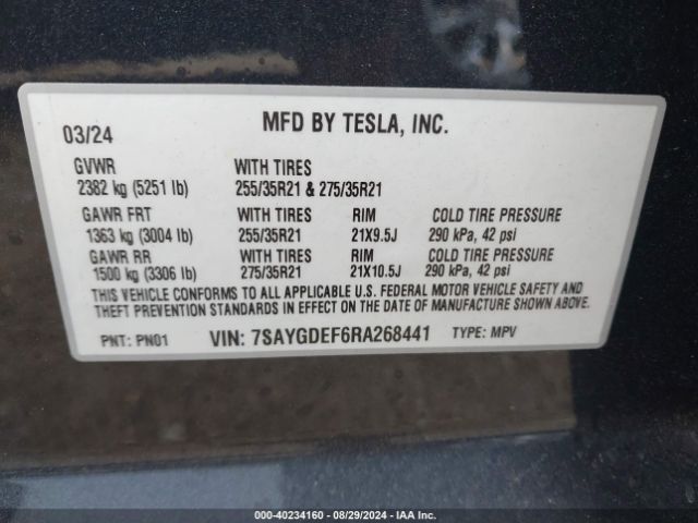 Photo 8 VIN: 7SAYGDEF6RA268441 - TESLA MODEL Y 