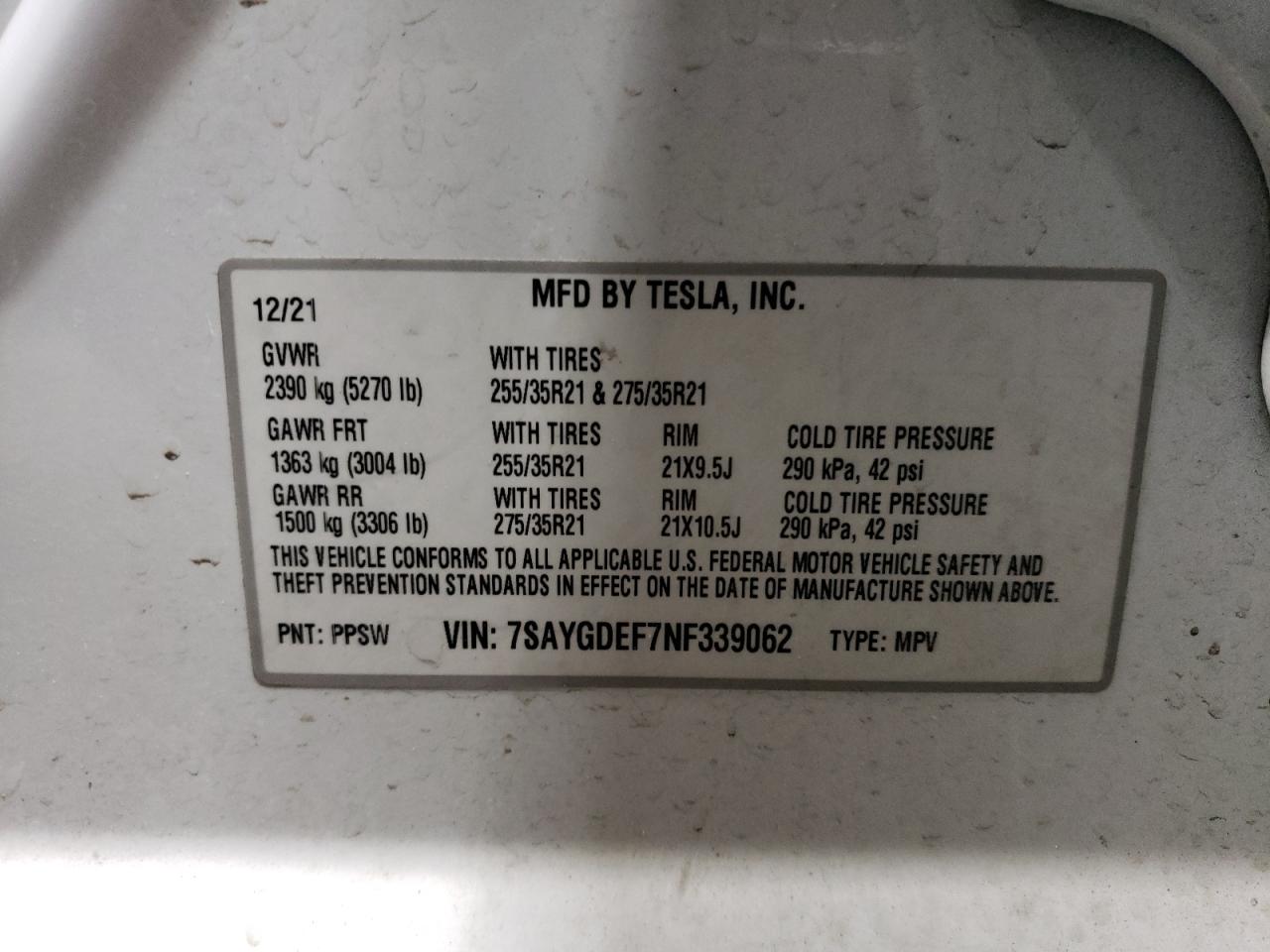 Photo 13 VIN: 7SAYGDEF7NF339062 - TESLA MODEL Y 