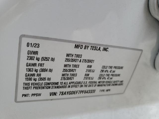 Photo 11 VIN: 7SAYGDEF7PF643320 - TESLA MODEL Y 