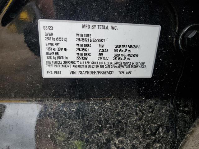 Photo 12 VIN: 7SAYGDEF7PF867431 - TESLA MODEL Y 