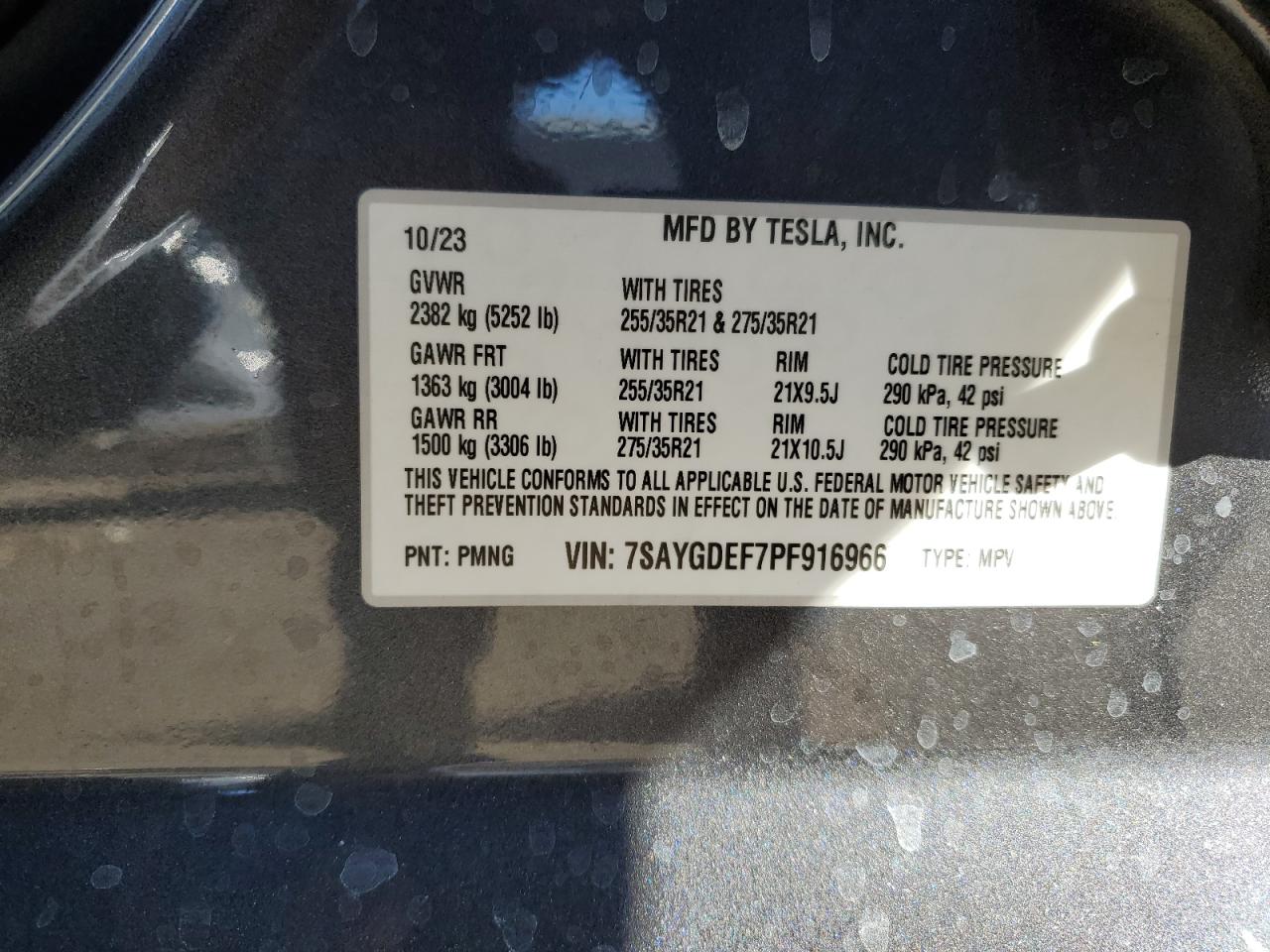 Photo 11 VIN: 7SAYGDEF7PF916966 - TESLA MODEL Y 