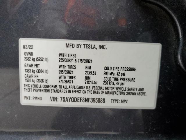 Photo 9 VIN: 7SAYGDEF8NF395088 - TESLA MODEL Y 