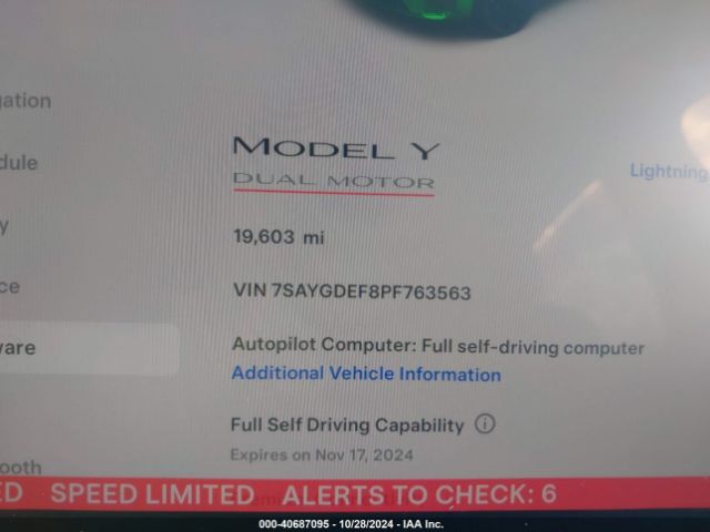 Photo 6 VIN: 7SAYGDEF8PF763563 - TESLA MODEL Y 