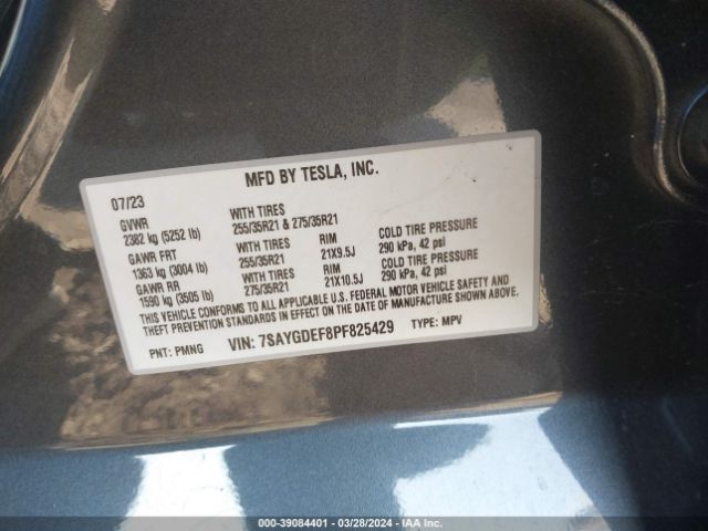 Photo 8 VIN: 7SAYGDEF8PF825429 - TESLA MODEL Y 