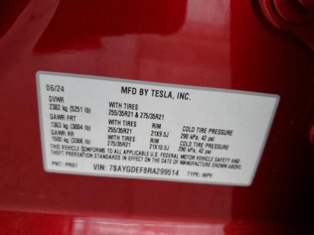 Photo 12 VIN: 7SAYGDEF8RA299514 - TESLA MODEL Y 