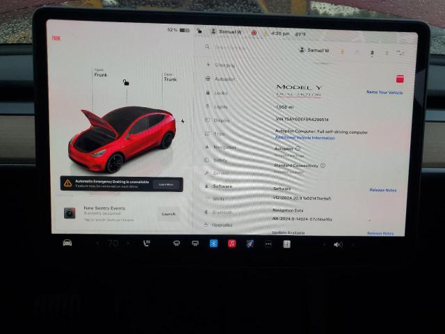 Photo 8 VIN: 7SAYGDEF8RA299514 - TESLA MODEL Y 