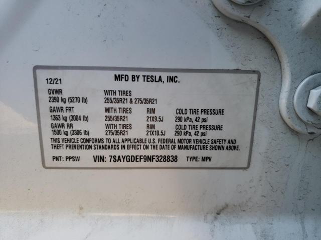 Photo 12 VIN: 7SAYGDEF9NF328838 - TESLA MODEL Y 