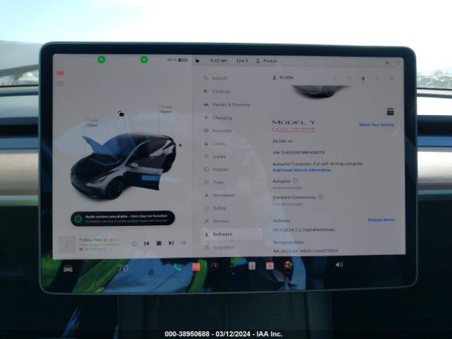 Photo 6 VIN: 7SAYGDEF9NF409533 - TESLA MODEL Y 