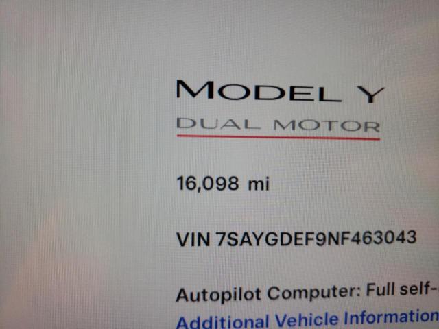 Photo 8 VIN: 7SAYGDEF9NF463043 - TESLA MODEL Y 