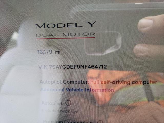 Photo 8 VIN: 7SAYGDEF9NF464712 - TESLA MODEL Y 