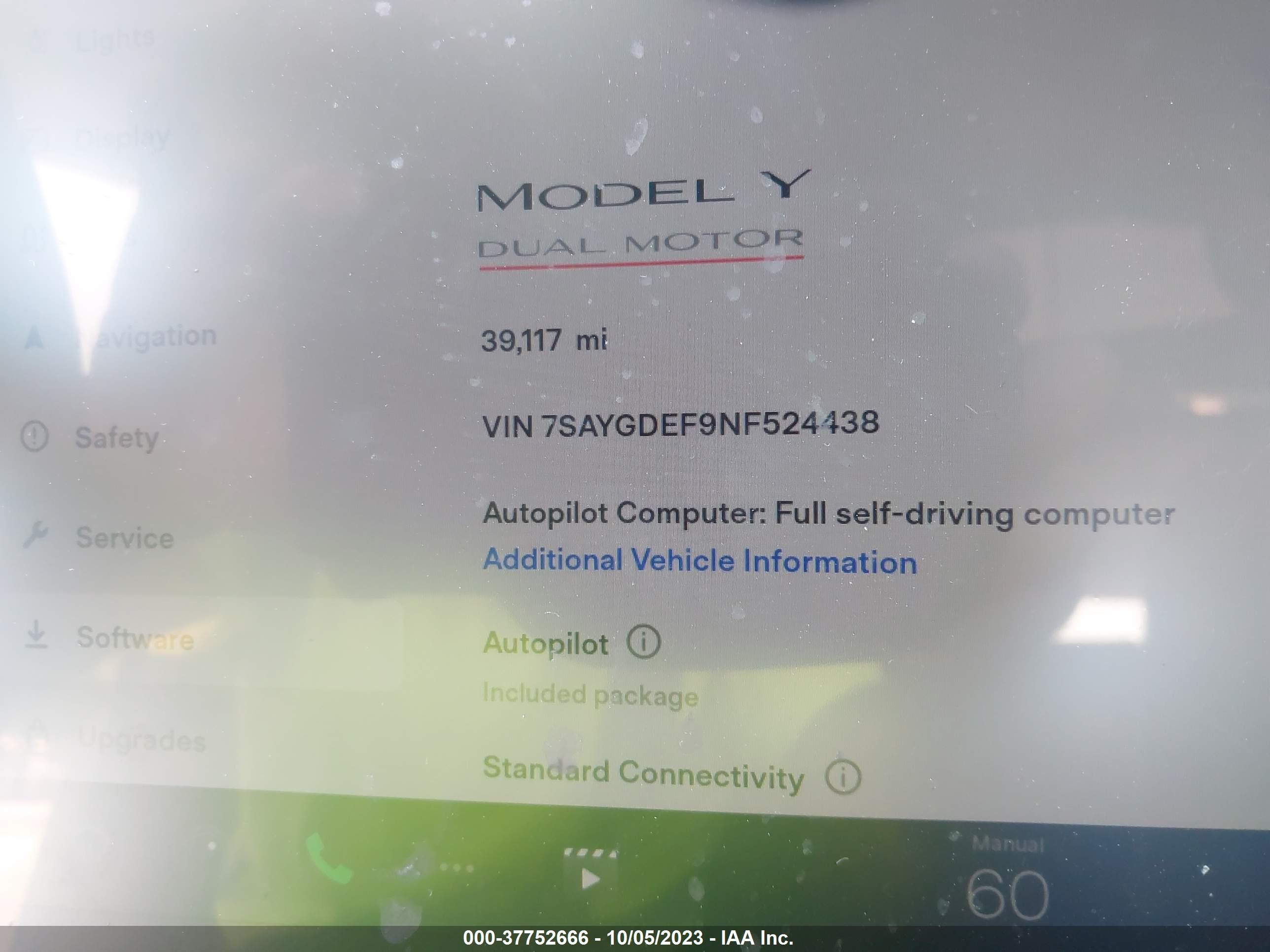 Photo 6 VIN: 7SAYGDEF9NF524438 - TESLA MODEL Y 