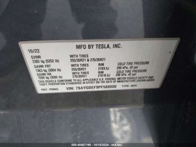 Photo 8 VIN: 7SAYGDEF9PF588806 - TESLA MODEL Y 