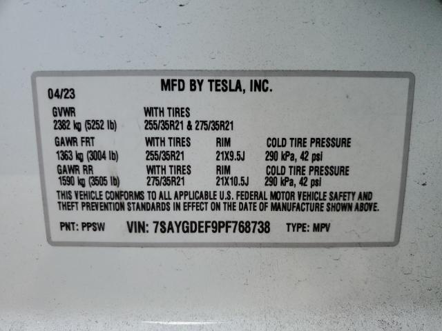 Photo 11 VIN: 7SAYGDEF9PF768738 - TESLA MODEL Y 