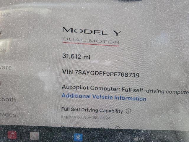 Photo 8 VIN: 7SAYGDEF9PF768738 - TESLA MODEL Y 