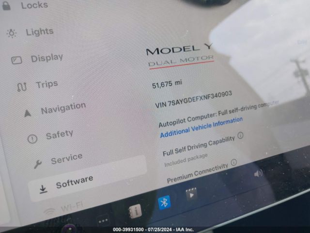 Photo 6 VIN: 7SAYGDEFXNF340903 - TESLA MODEL Y 