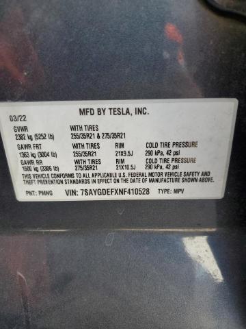 Photo 12 VIN: 7SAYGDEFXNF410528 - TESLA MODEL Y 