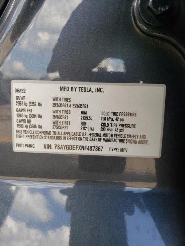 Photo 9 VIN: 7SAYGDEFXNF487867 - TESLA MODEL Y 