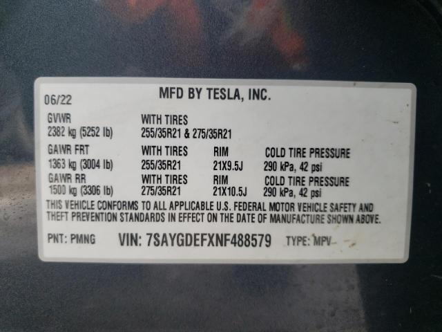 Photo 11 VIN: 7SAYGDEFXNF488579 - TESLA MODEL Y 