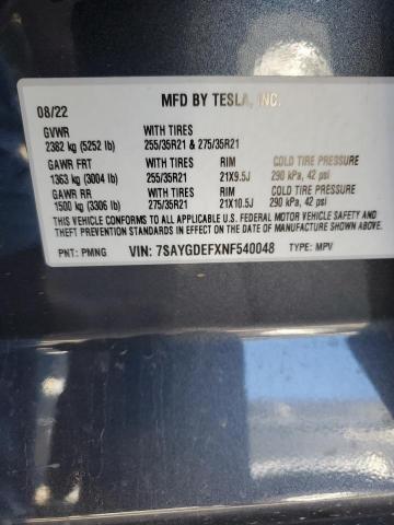 Photo 11 VIN: 7SAYGDEFXNF540048 - TESLA MODEL Y 