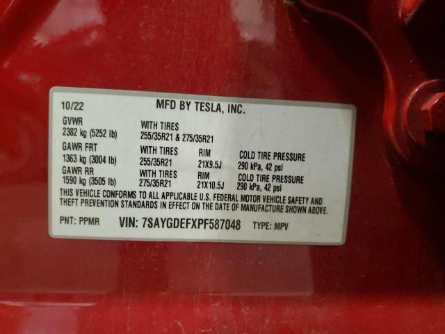 Photo 12 VIN: 7SAYGDEFXPF587048 - TESLA MODEL Y 