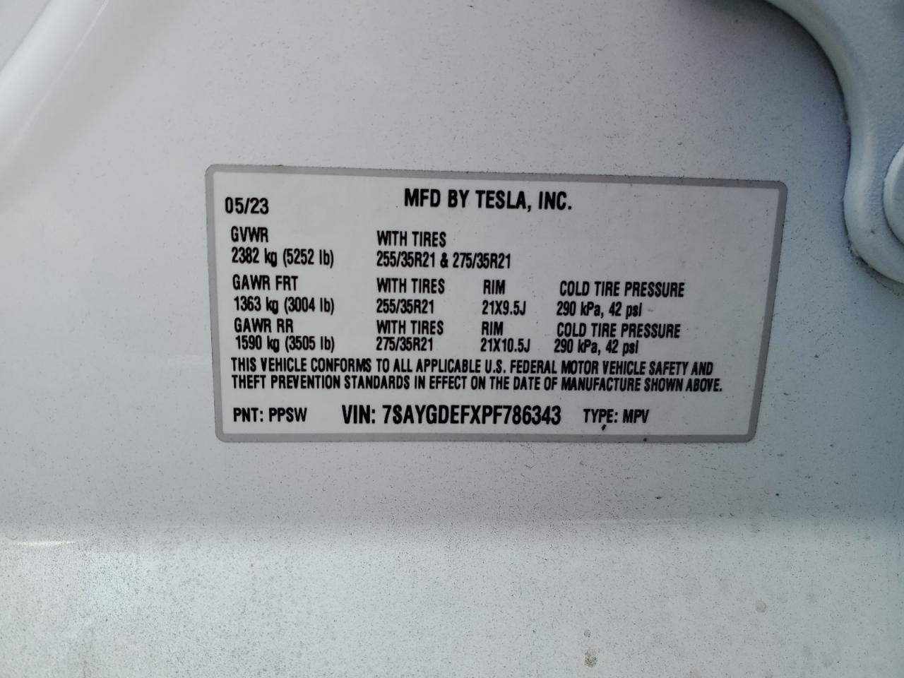 Photo 12 VIN: 7SAYGDEFXPF786343 - TESLA MODEL Y 