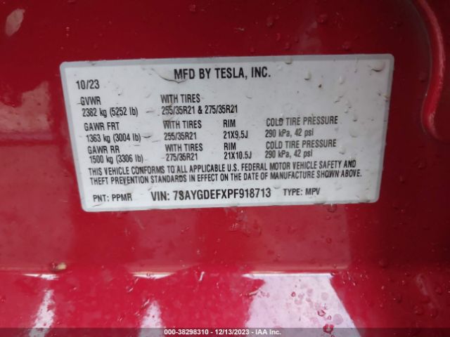 Photo 8 VIN: 7SAYGDEFXPF918713 - TESLA MODEL Y 