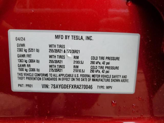 Photo 13 VIN: 7SAYGDEFXRA270046 - TESLA MODEL Y 