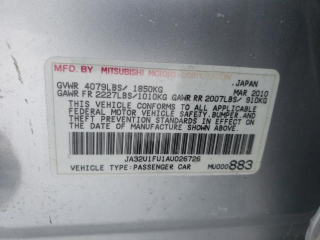 Photo 9 VIN: JA32U1FU1AU026726 - MITSUBISHI LANCER DE 