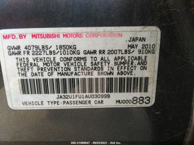 Photo 8 VIN: JA32U1FU1AU030999 - MITSUBISHI LANCER 