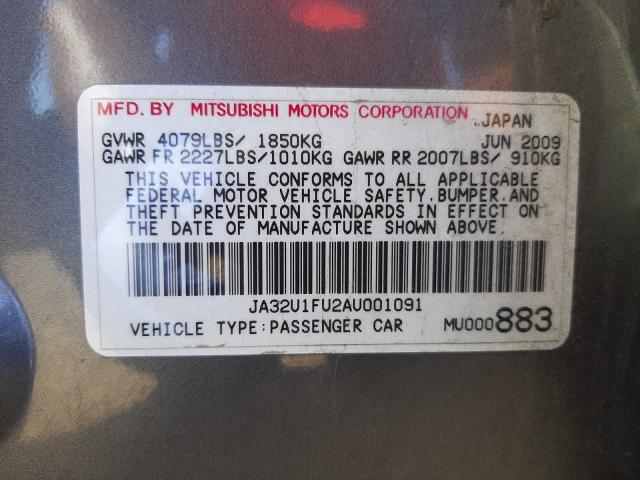 Photo 9 VIN: JA32U1FU2AU001091 - MITSUBISHI LANCER DE 