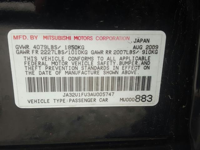 Photo 9 VIN: JA32U1FU3AU005747 - MITSUBISHI LANCER DE 